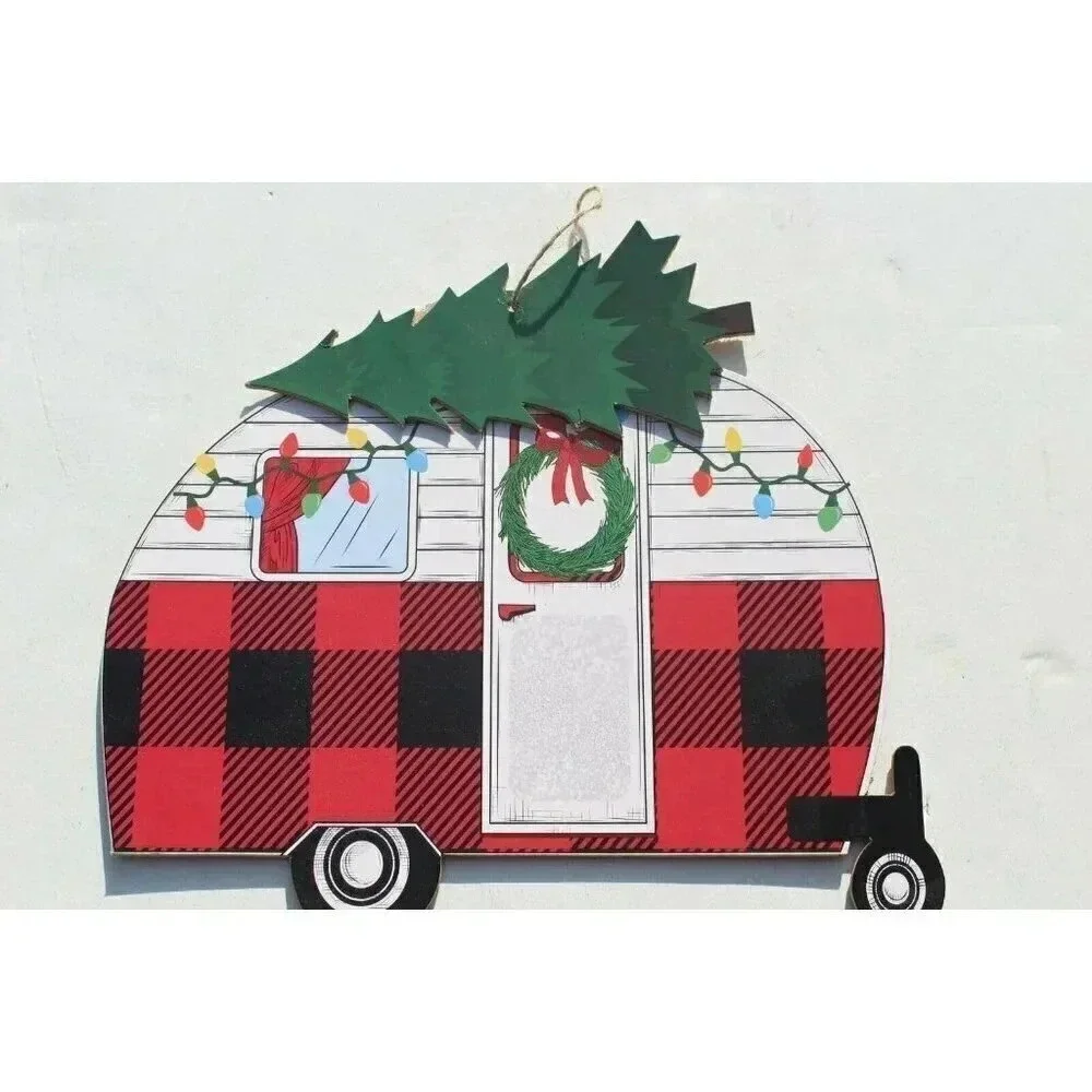 NEW Christmas Camper Retro Season’s Greetings Wood Outdoor Hanging Sign